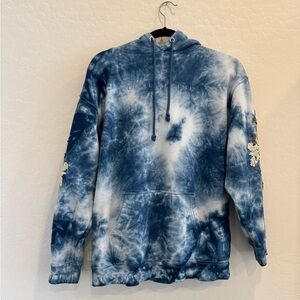 Civil Regime Blue Tie-Dye Floral Embroidered Hoodie Unisex Size Medium